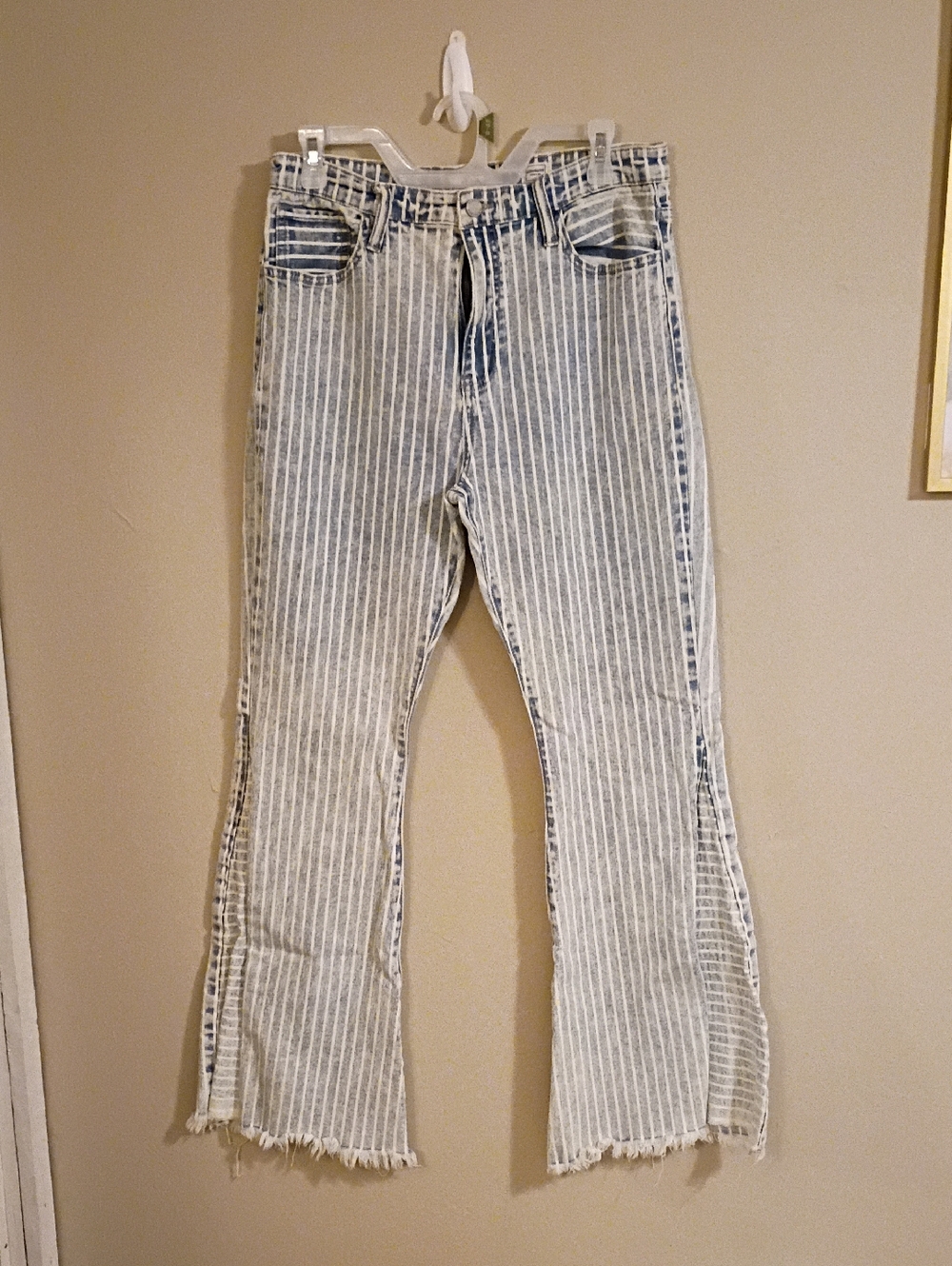 KanCan Blue and White Striped Denim Jeans